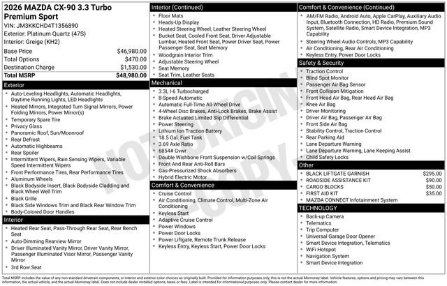 New 2026 MAZDA CX-90 3.3 Turbo w/ Premium Sport Pkg image 26