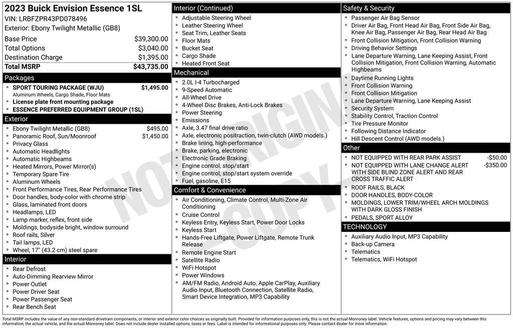 Certified 2023 Buick Envision Essence w/ Sport Touring Package AWD/4WD image 33