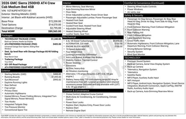 New 2026 GMC Sierra 2500 AT4 w/ Technology Package AWD/4WD image 9