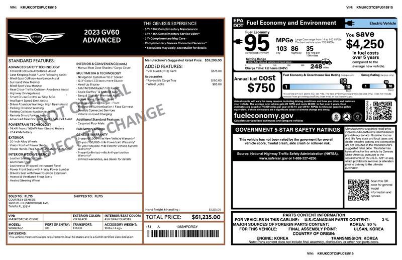 Used 2023 Genesis GV60 Advanced image 2