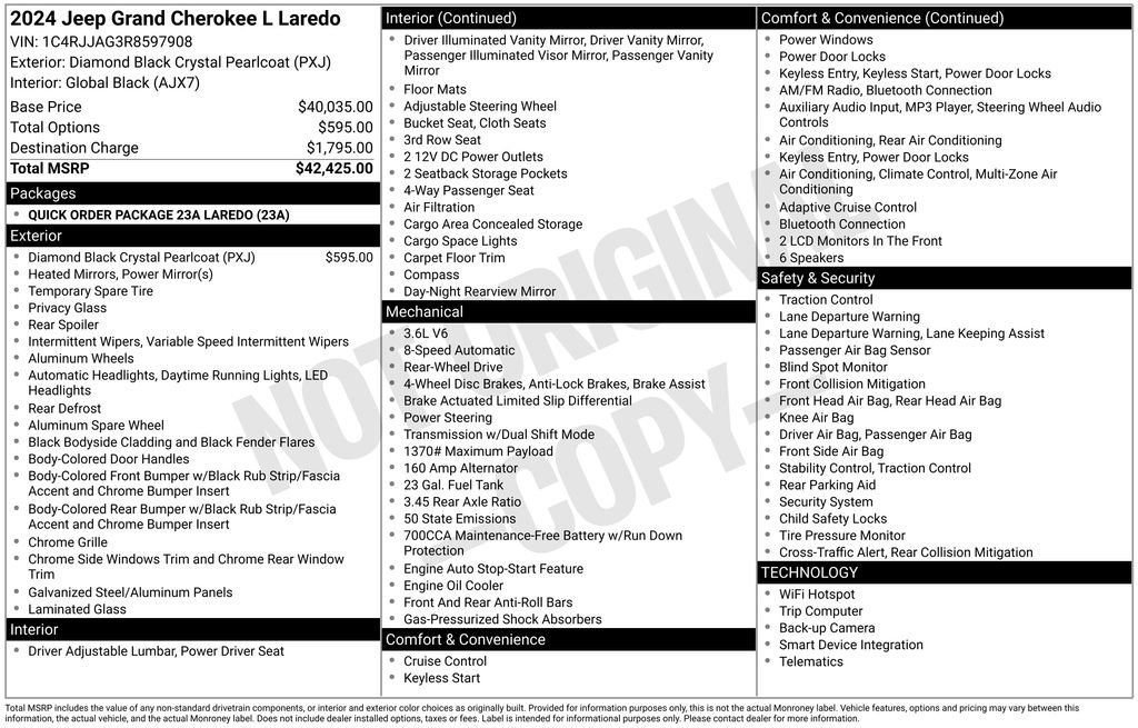 New 2024 Jeep Grand Cherokee L Laredo RWD image 9
