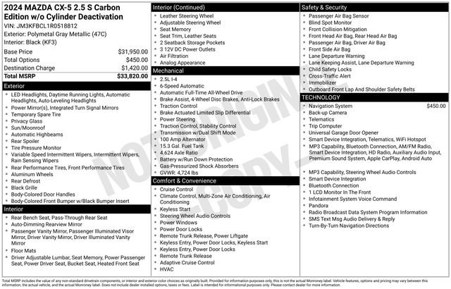 Used 2024 MAZDA CX-5 Carbon Edition AWD/4WD image 36