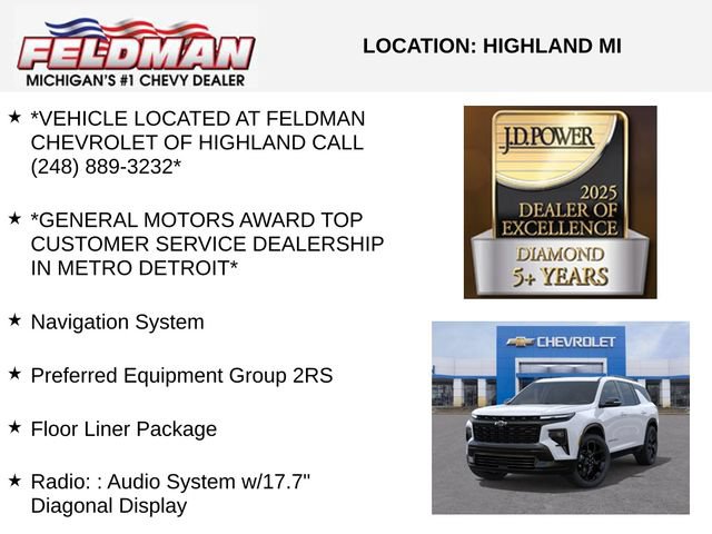New 2026 Chevrolet Traverse RS w/ LPO, Floor Liner Package AWD/4WD image 3