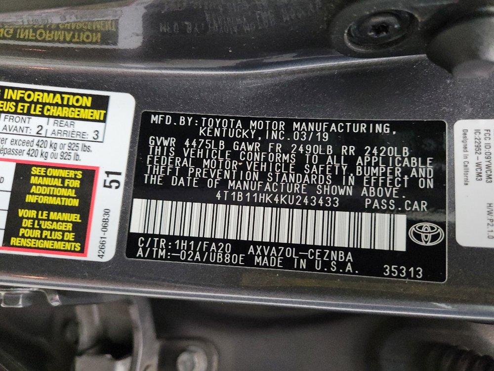 Used 2019 Toyota Camry LE FWD image 33