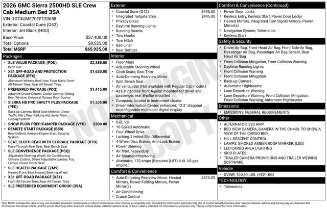 New 2026 GMC Sierra 2500 SLE w/ SLE Value Package; image 3