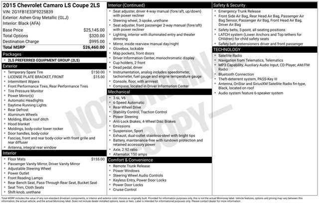 Used 2015 Chevrolet Camaro LS RWD image 10