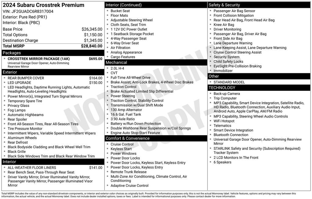 Certified 2024 Subaru Crosstrek 2.0i Premium w/ Crosstrek Mirror Package AWD/4WD image 26