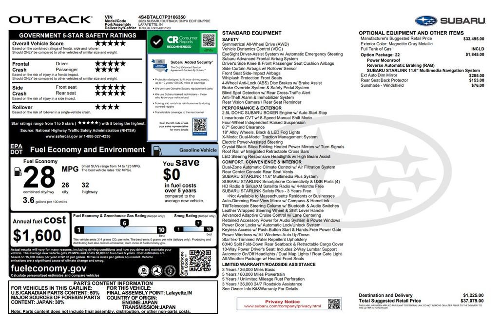 Used 2023 Subaru Outback Onyx Edition image 3