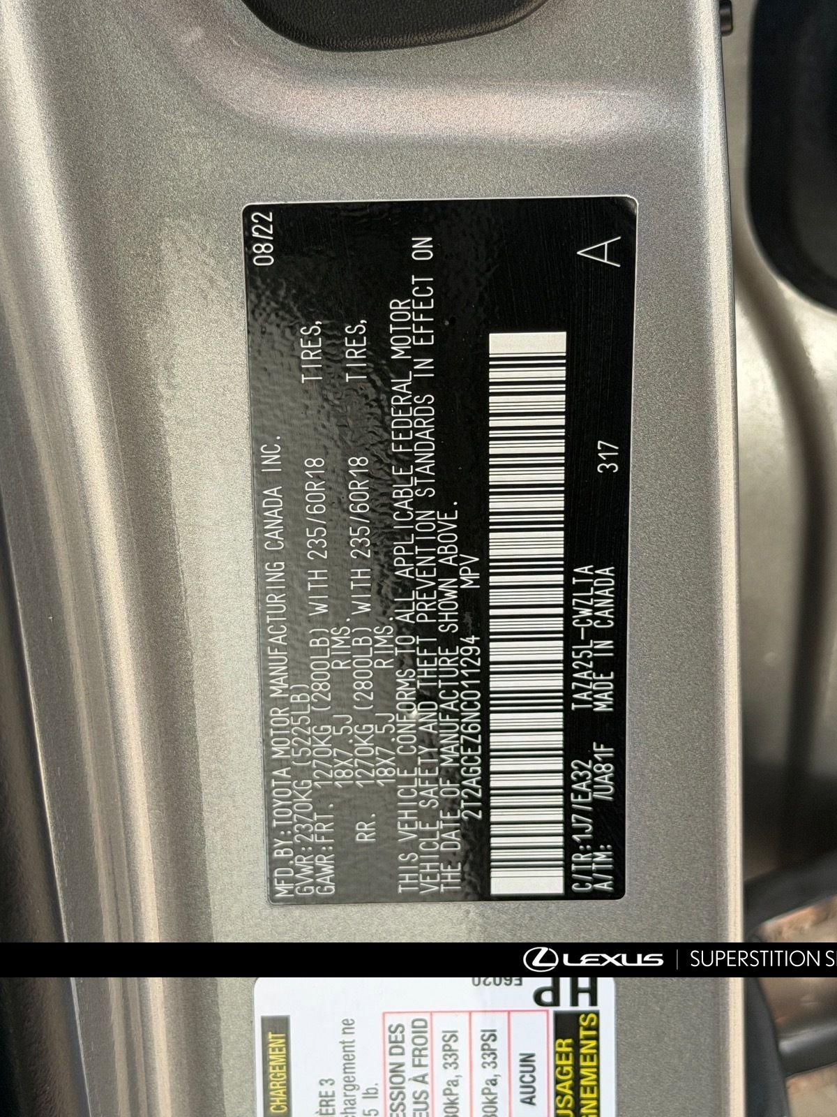 Certified 2022 Lexus NX 350 350 Base w/ Cold Area Package image 30