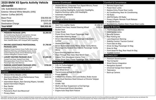 Used 2020 BMW X5 sDrive40i w/ Premium Package image 11