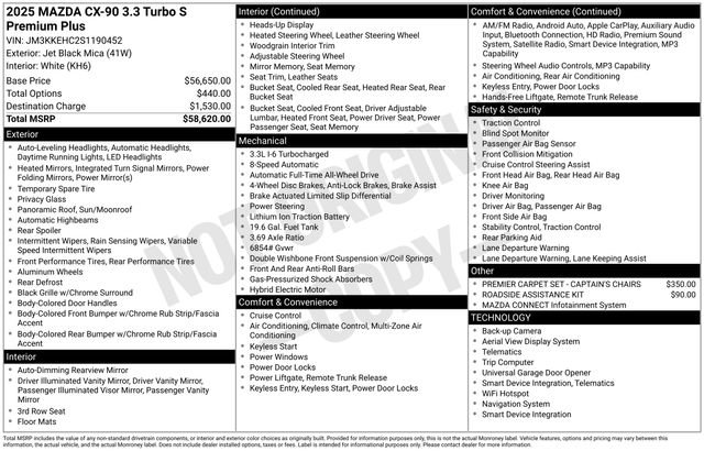 New 2025 MAZDA CX-90 3.3 Turbo S w/ Premium Plus AWD/4WD image 20