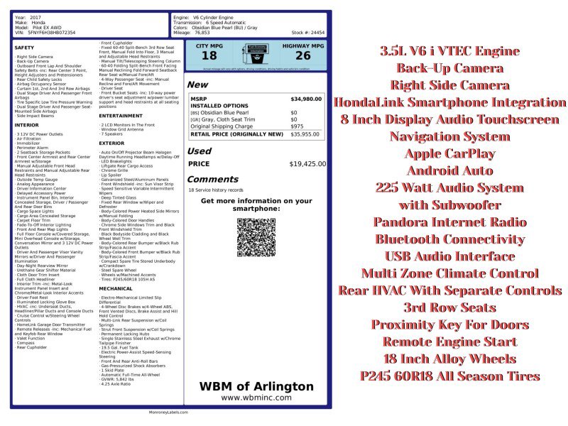 Used 2017 Honda Pilot EX image 2