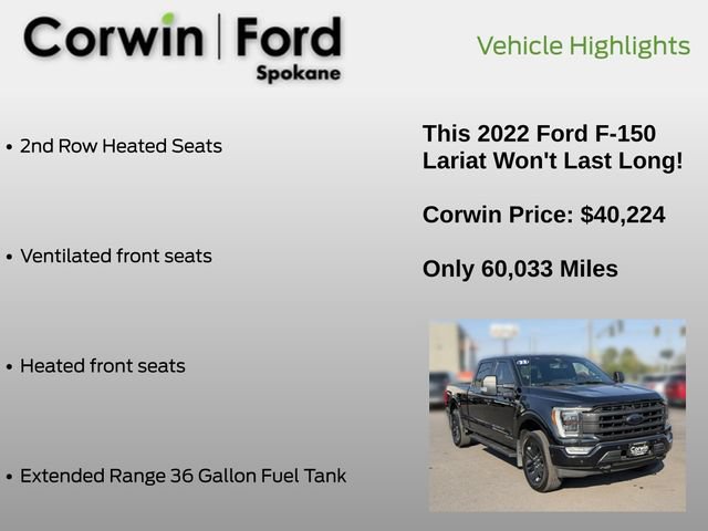 Certified 2022 Ford F150 Lariat w/ Equipment Group 502A High AWD/4WD image 37