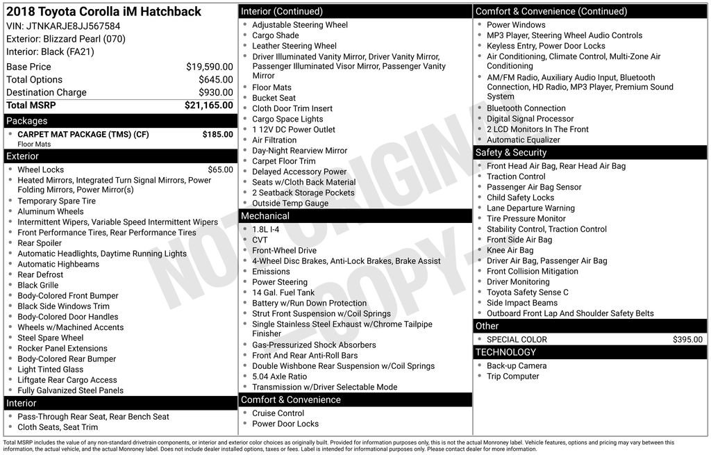 Used 2018 Toyota Corolla iM w/ Carpet Mat Package (TMS) image 24
