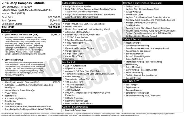Used 2026 Jeep Compass Latitude w/ Quick Order Package 29K AWD/4WD image 34