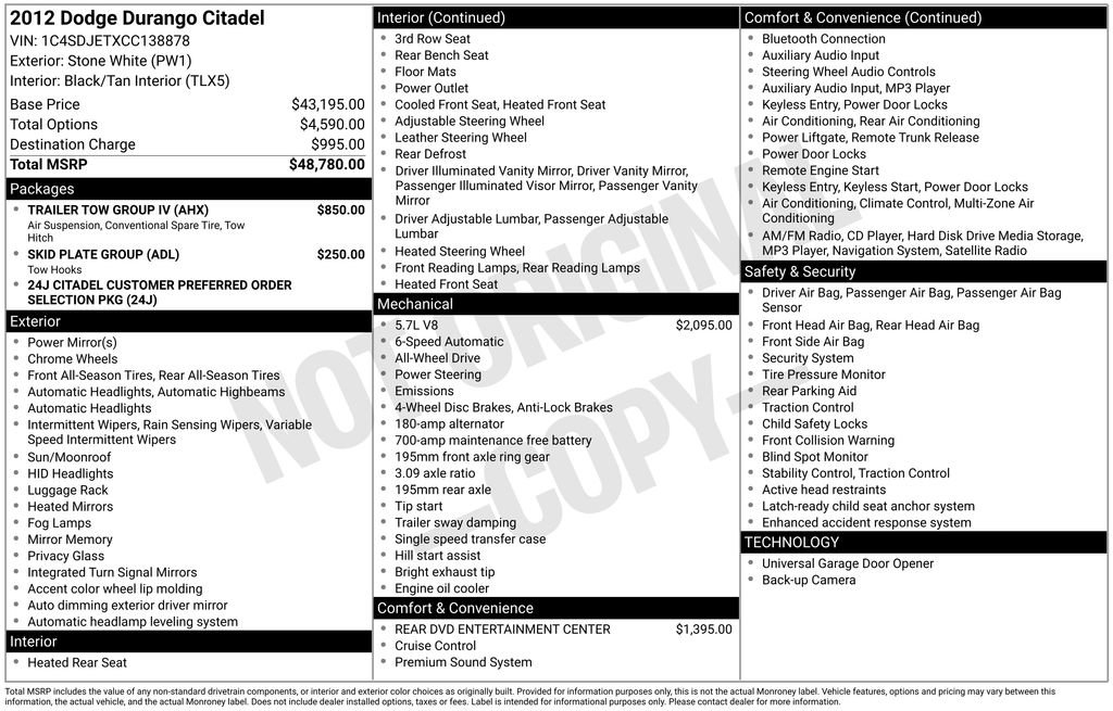 Used 2012 Dodge Durango Citadel w/ Trailer Tow Group IV image 11