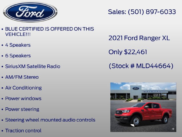 Certified 2021 Ford Ranger XL w/ Equipment Group 101A High RWD image 7