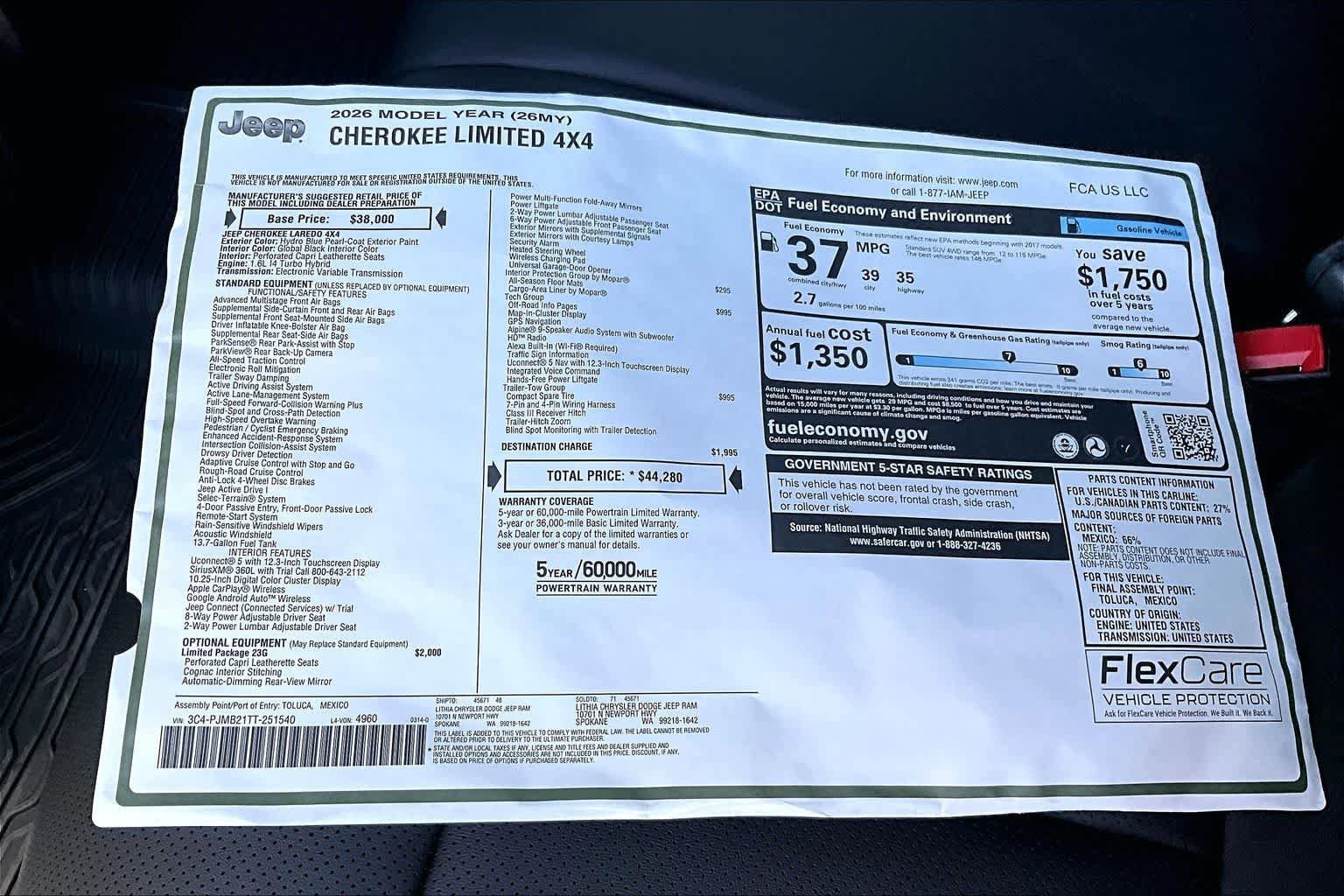 New 2026 Jeep Cherokee Limited AWD/4WD image 23