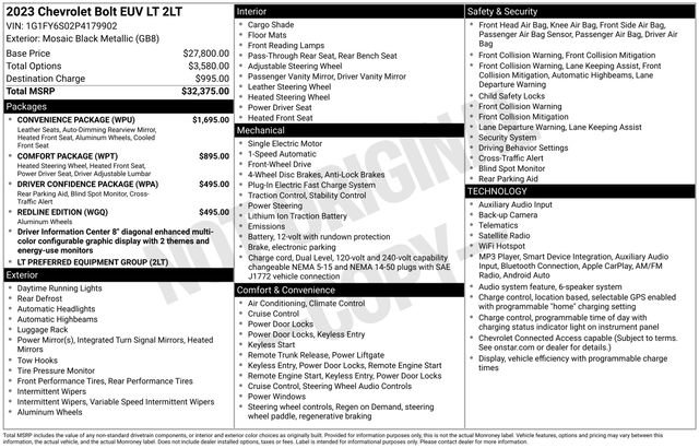 Certified 2023 Chevrolet Bolt EUV LT w/ Convenience Package FWD image 34