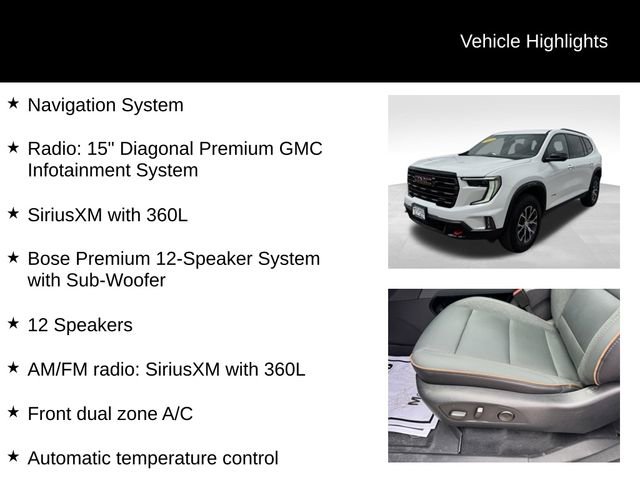 Certified 2025 GMC Acadia AT4 w/ LPO, Floor Liner Package AWD/4WD image 7
