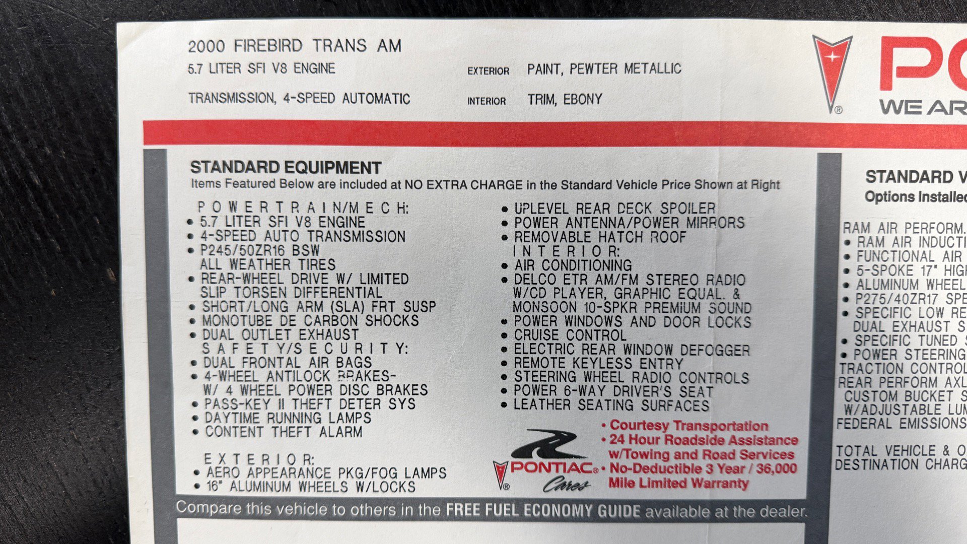 Used 2000 Pontiac Firebird Formula RWD image 94