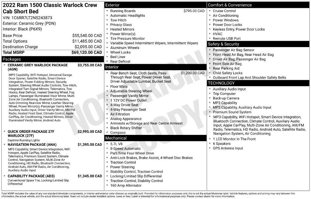 Used 2022 RAM 1500 Warlock w/ Ceramic Grey Warlock Package AWD/4WD image 39