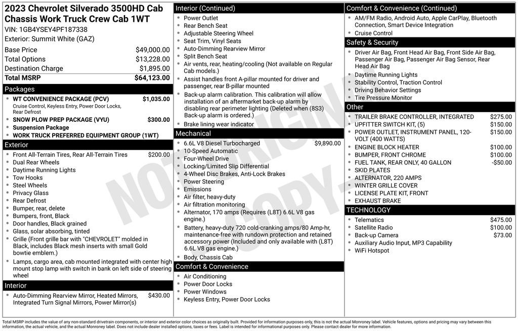 Used 2023 Chevrolet Silverado 3500 W/T w/ WT Convenience Package AWD/4WD image 32