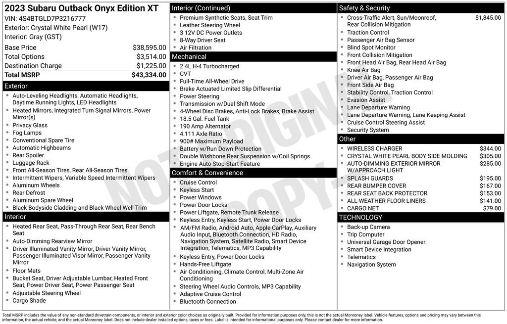 Certified 2023 Subaru Outback Onyx Edition XT AWD/4WD image 34