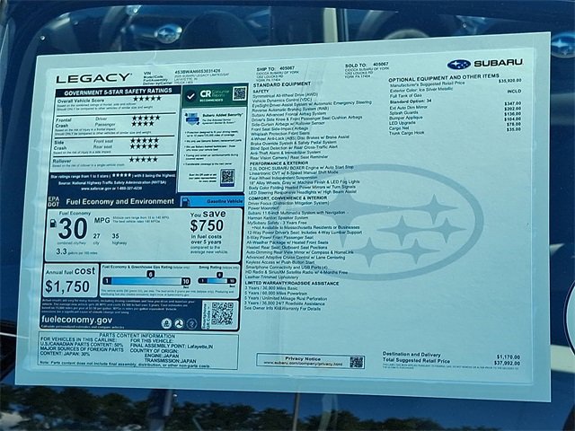 New 2025 Subaru Legacy Limited image 19