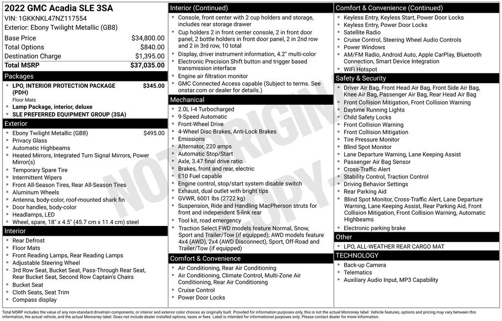 Used 2022 GMC Acadia SLE FWD image 4
