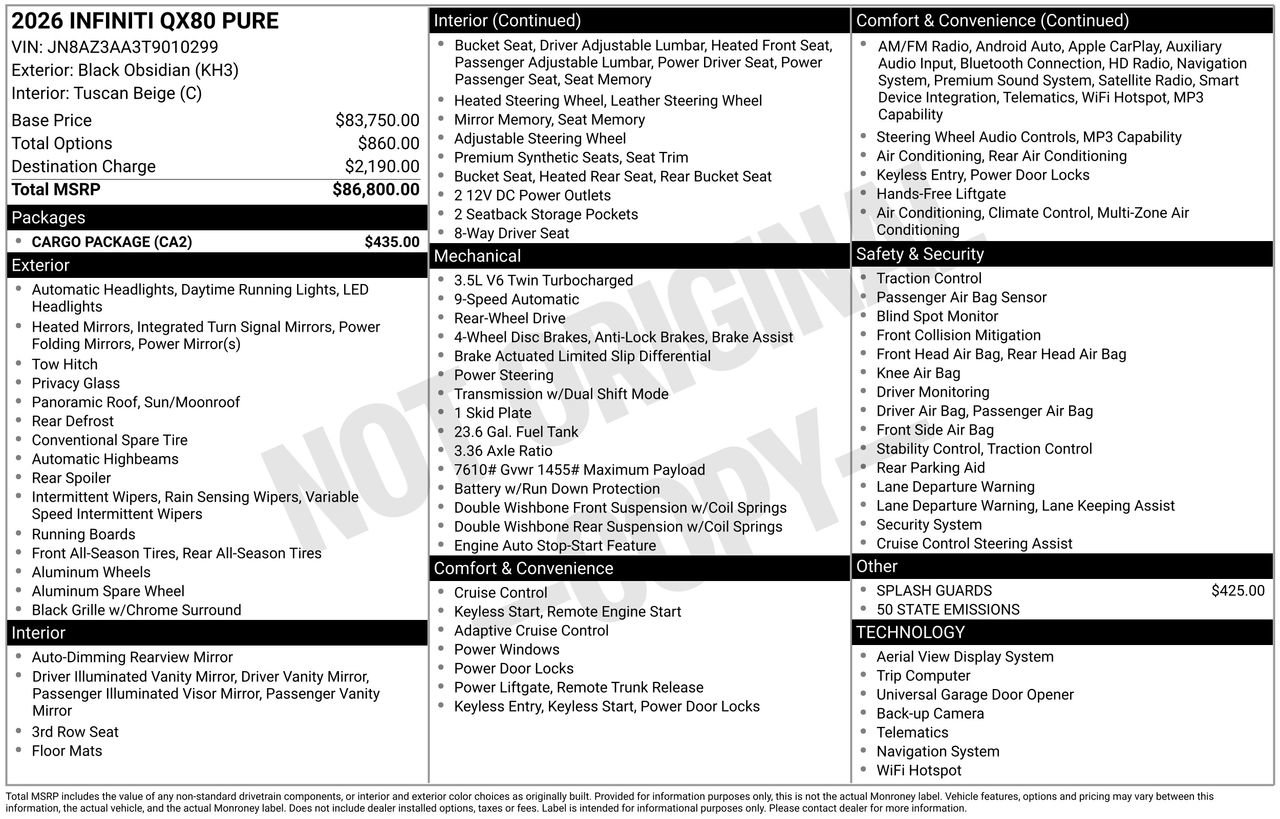 Certified 2026 INFINITI QX80 Pure w/ Cargo Package RWD image 32