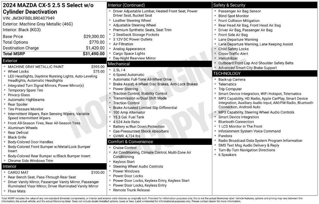 Used 2024 MAZDA CX-5 AWD 2.5 S w/ Select Package image 6