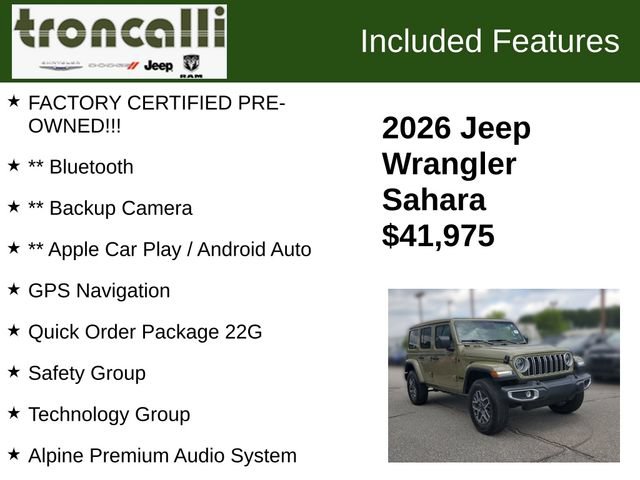 Certified 2026 Jeep Wrangler Unlimited Sahara w/ Safety Group AWD/4WD image 5