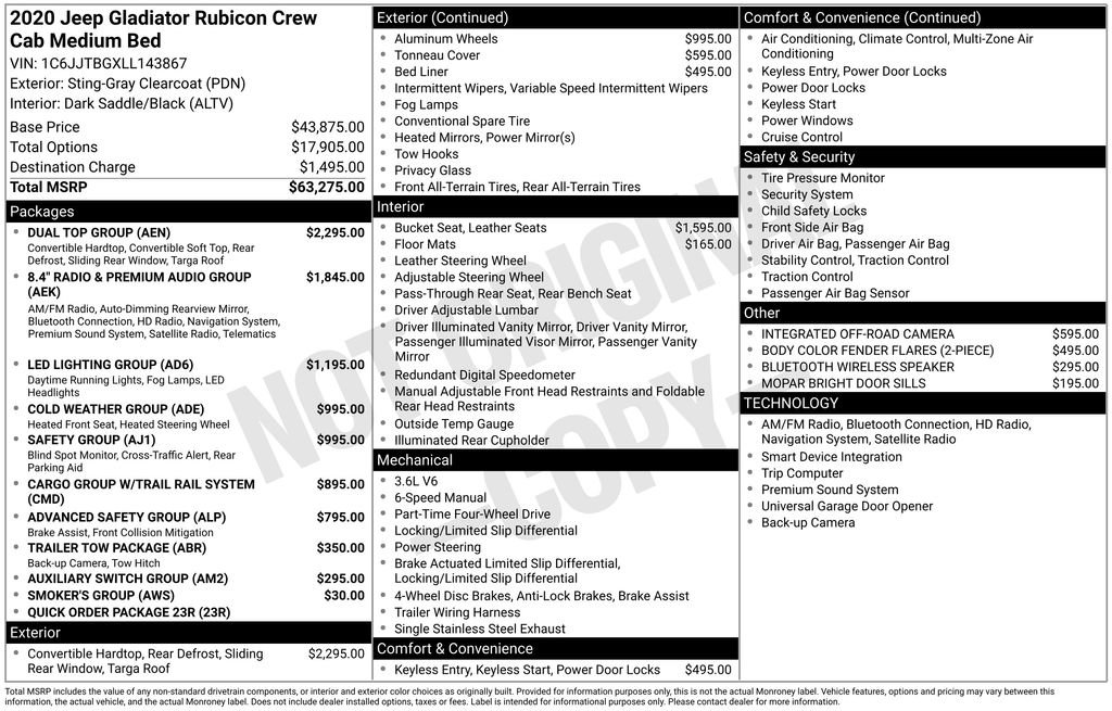 Used 2020 Jeep Gladiator Rubicon w/ Dual Top Group image 5