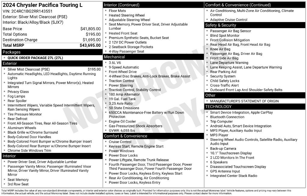 Used 2024 Chrysler Pacifica Touring-L FWD image 6