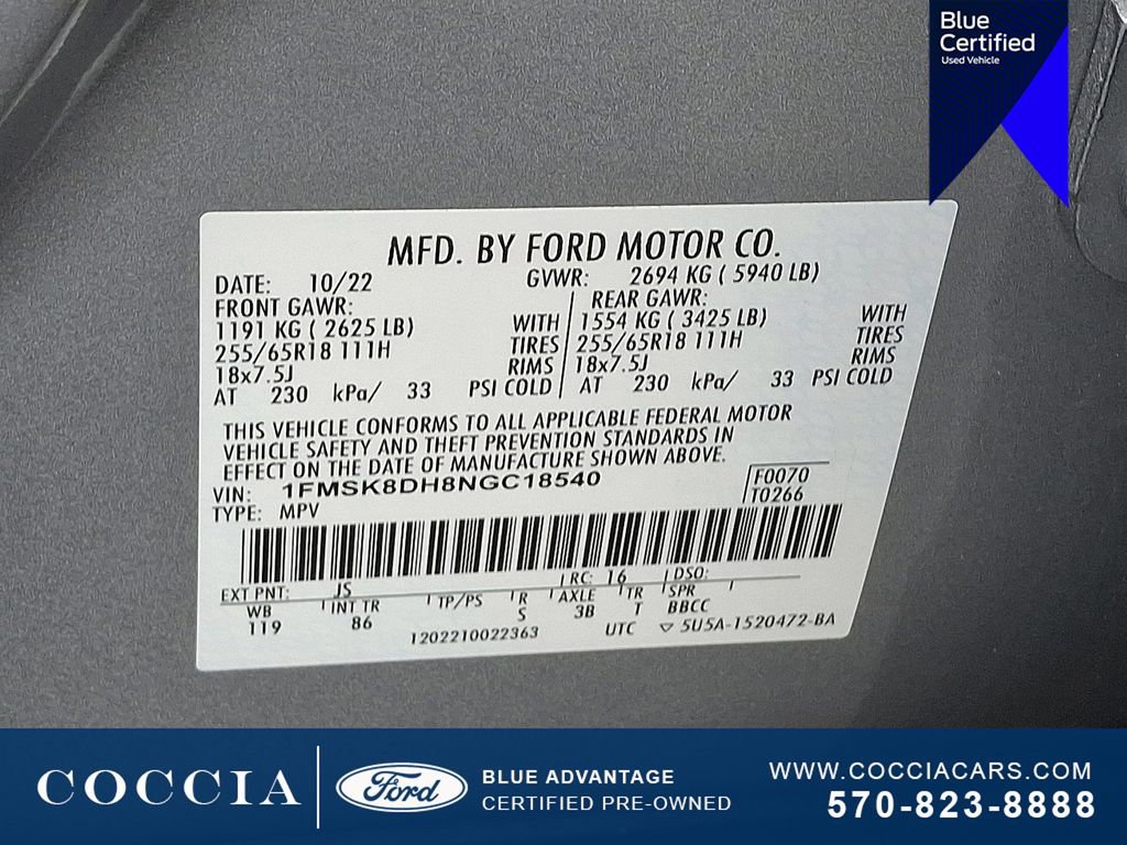 Certified 2022 Ford Explorer XLT image 27
