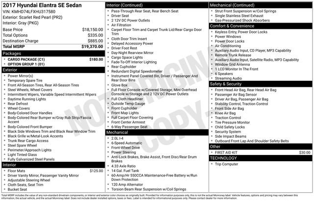 Used 2017 Hyundai Elantra SE w/ Cargo Package FWD image 4