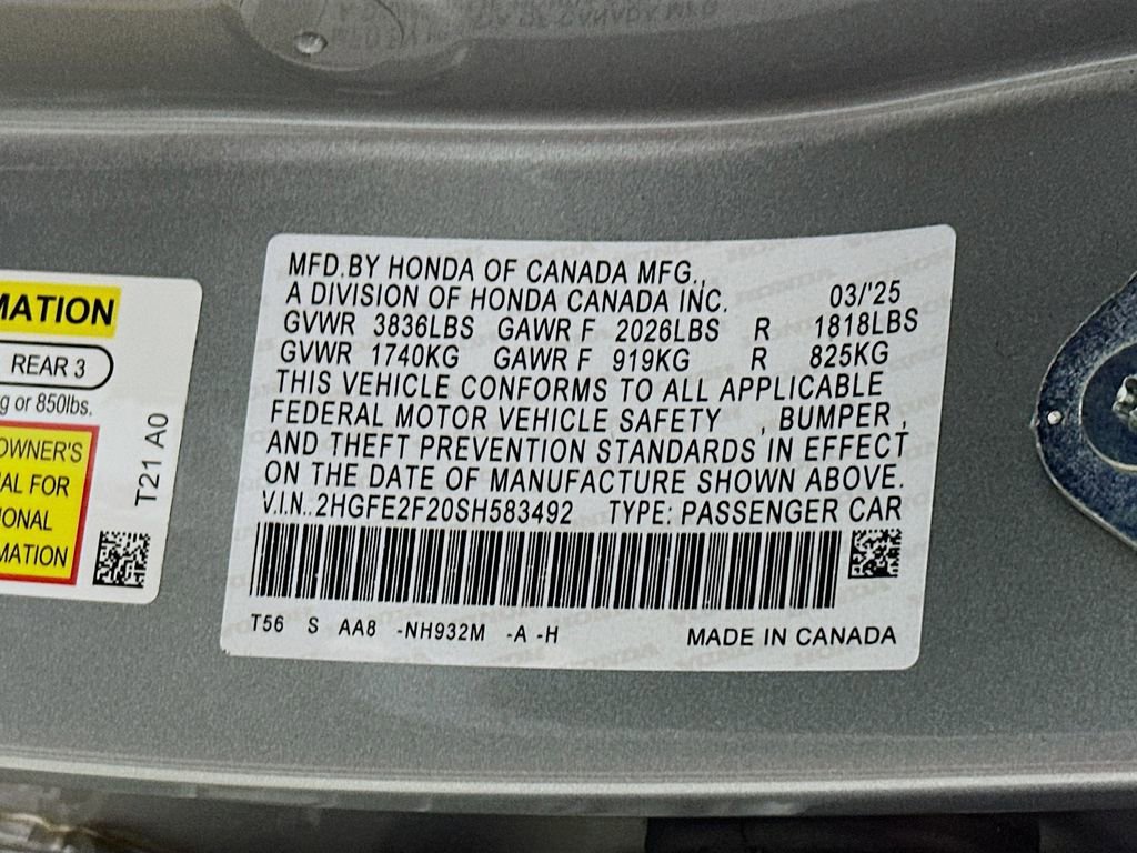 Certified 2025 Honda Civic LX image 27