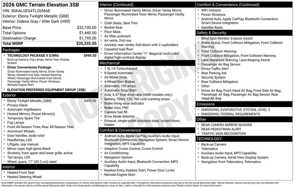 New 2026 GMC Terrain Elevation w/ Technology Package II image 43