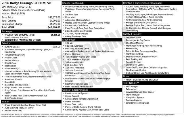 New 2026 Dodge Durango GT w/ Trailer Tow Group IV AWD/4WD image 33