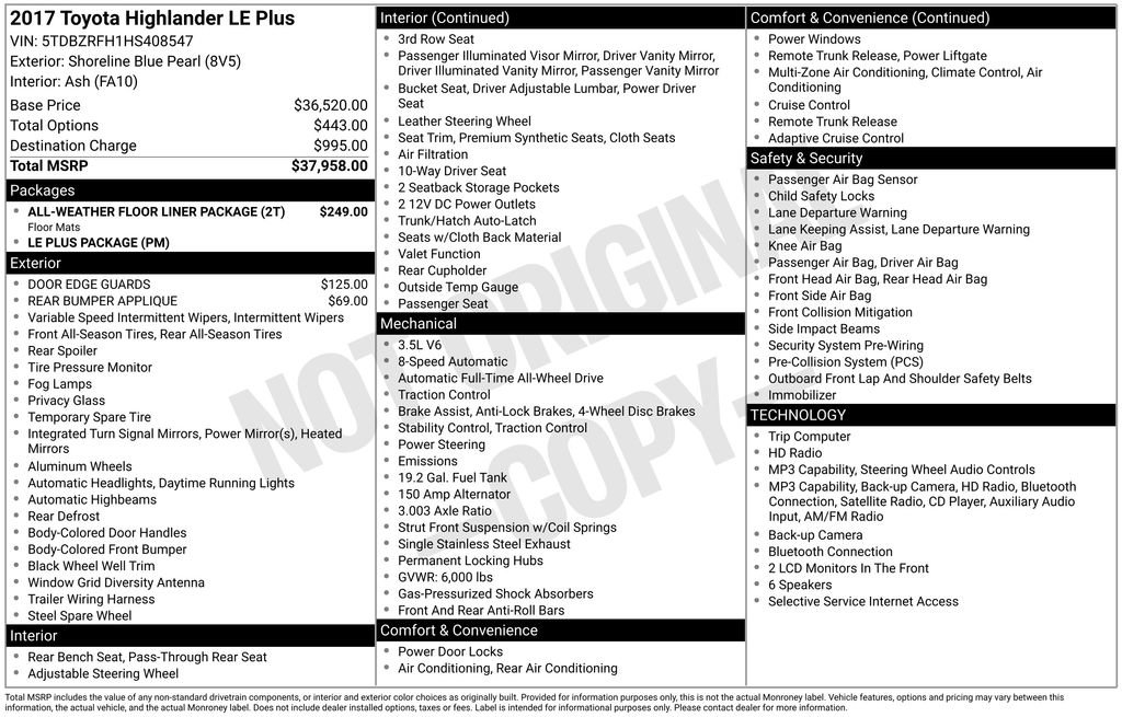 Used 2017 Toyota Highlander Plus AWD/4WD image 3