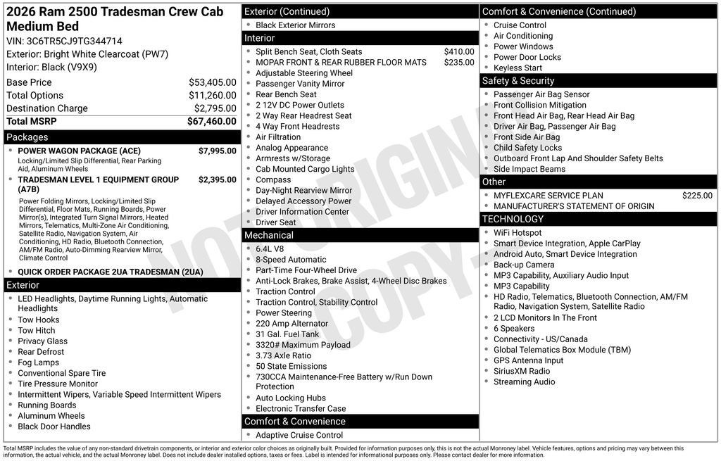 New 2026 RAM 2500 Tradesman w/ Power Wagon Package AWD/4WD image 1