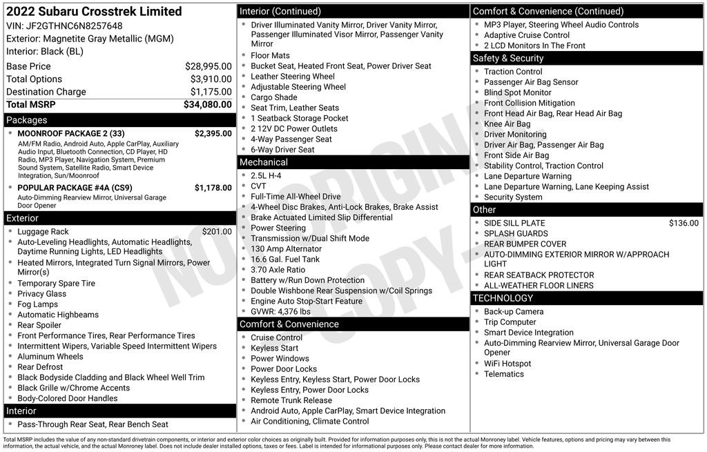 Used 2022 Subaru Crosstrek 2.5i Limited w/ Moonroof Package 2 image 3