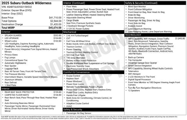 Used 2025 Subaru Outback Wilderness AWD/4WD image 8