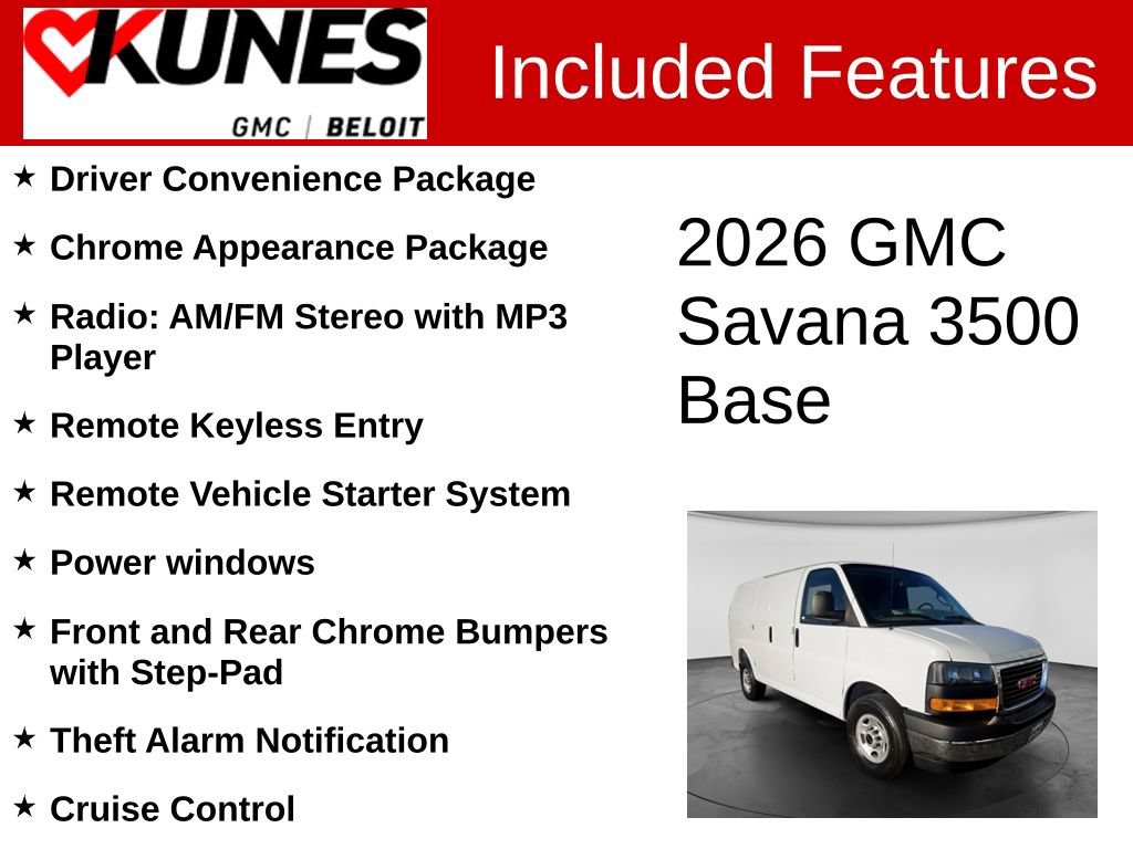 New 2026 GMC Savana 3500 w/ Driver Convenience Package RWD image 2