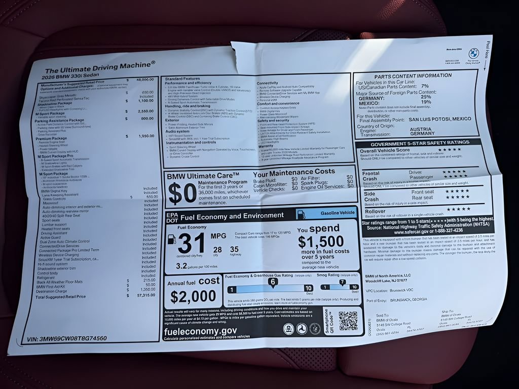 New 2026 BMW 330i Sedan w/ M Sport Package RWD image 25