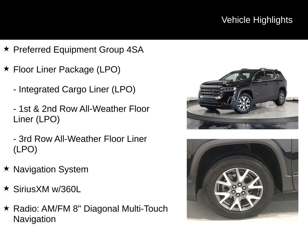Used 2022 GMC Acadia SLT w/ LPO, Floor Liner Package image 7