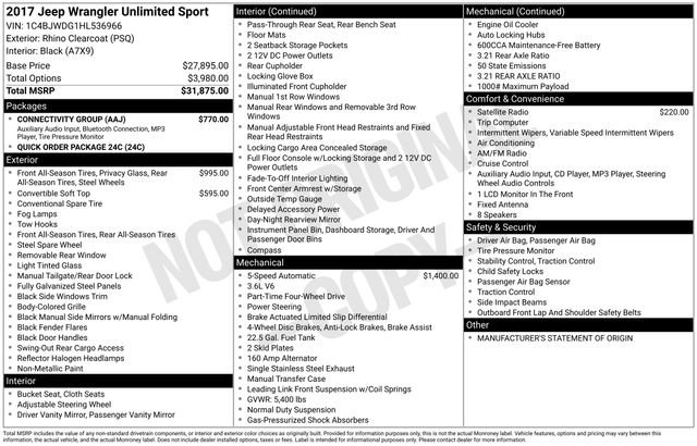 Used 2017 Jeep Wrangler Unlimited Sport w/ Connectivity Group image 2
