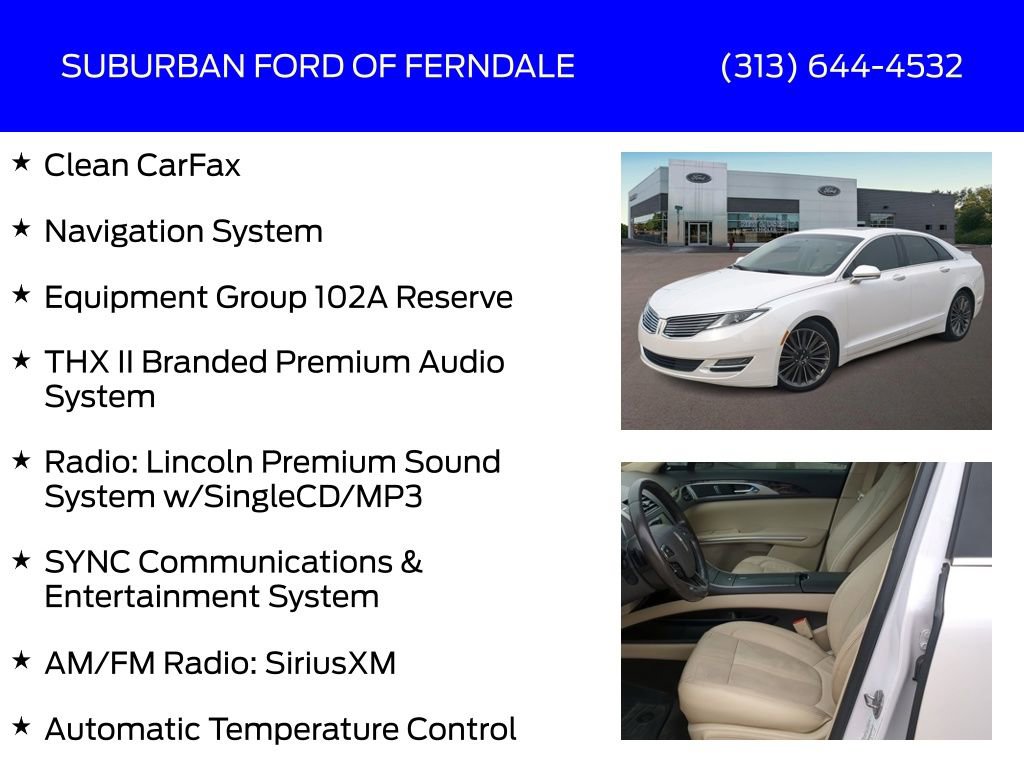 Used 2015 Lincoln MKZ AWD w/ Equipment Group 102A Reserve image 4