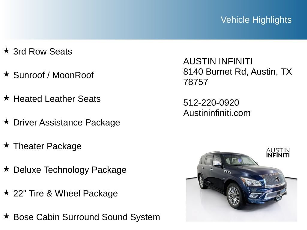 Used 2017 INFINITI QX80 2WD w/ Deluxe Technology Package image 10